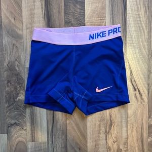 Nike Pro Blue and Pink Spandex Shorts Size Small